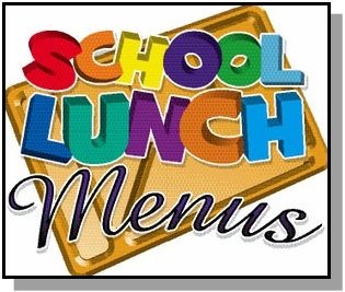 colorful flyer with words reading "School Lunch Menus" click to go to the Nutrition Page