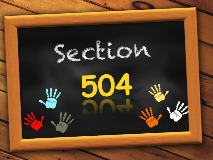 section 504 written in a cartoon blackboard