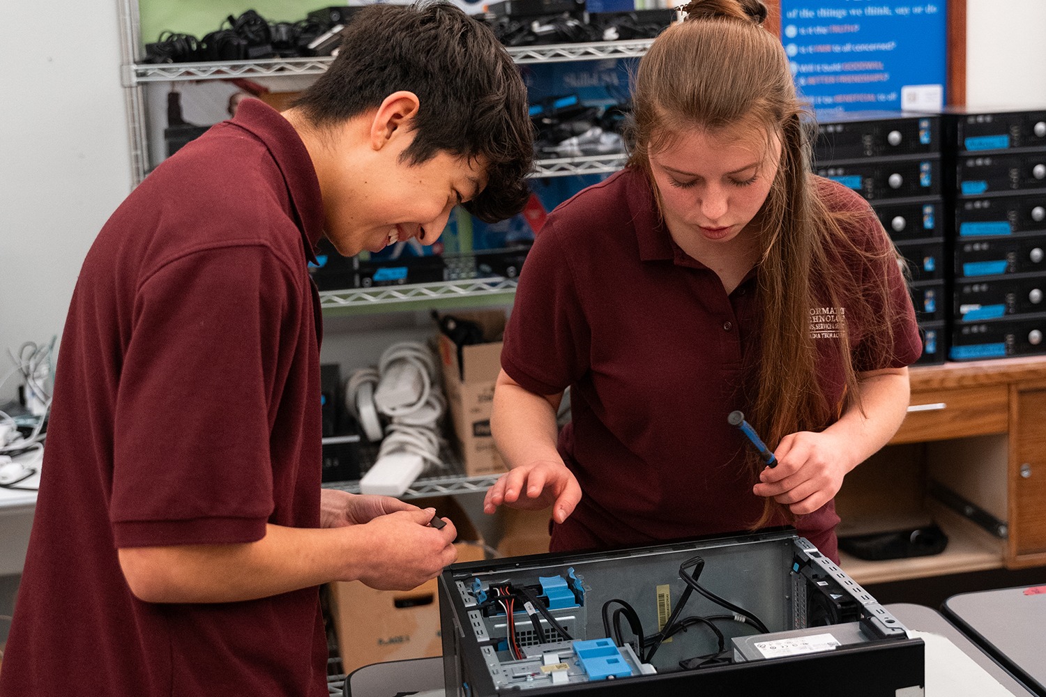 Students working on a computer