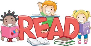 the word read with children reading books