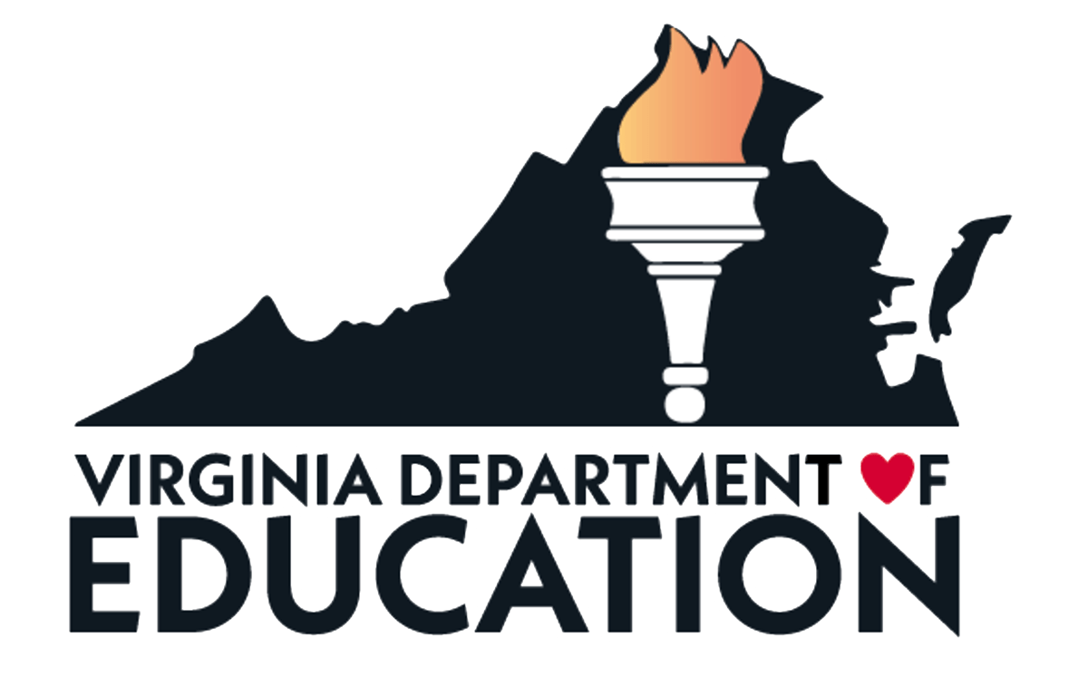 virignia department of education logo in blue and white