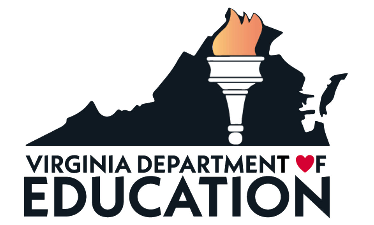 virginia department of education logo in blue and white
