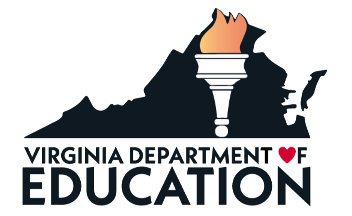 virginia department of education logo in blue and white