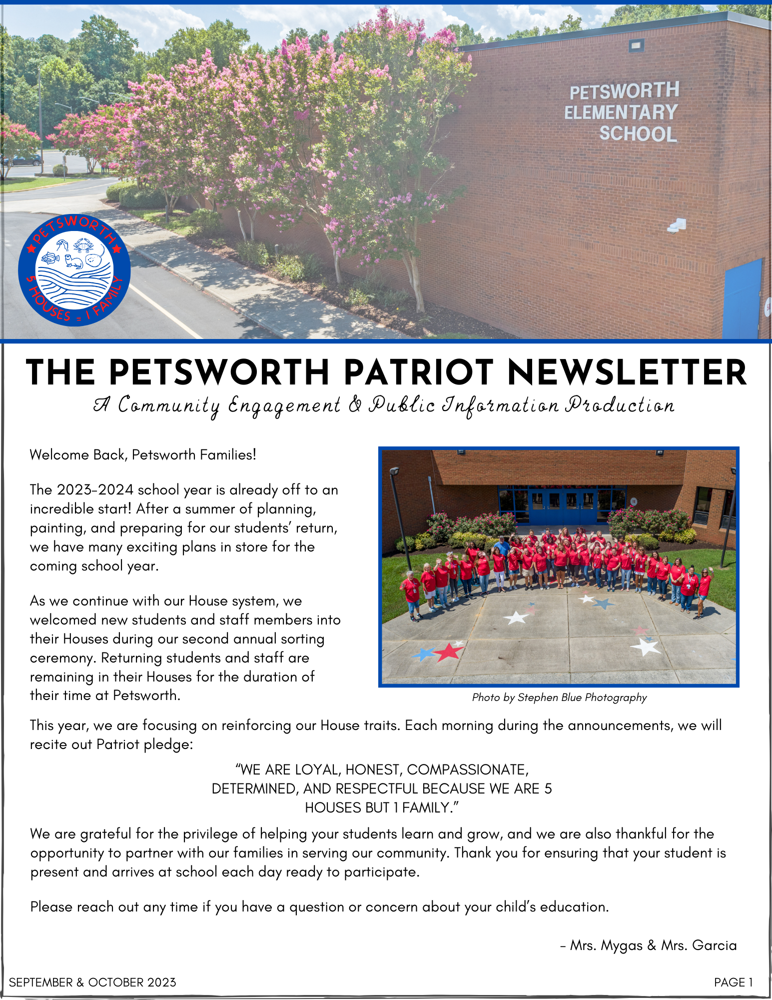 Newsletter cover page