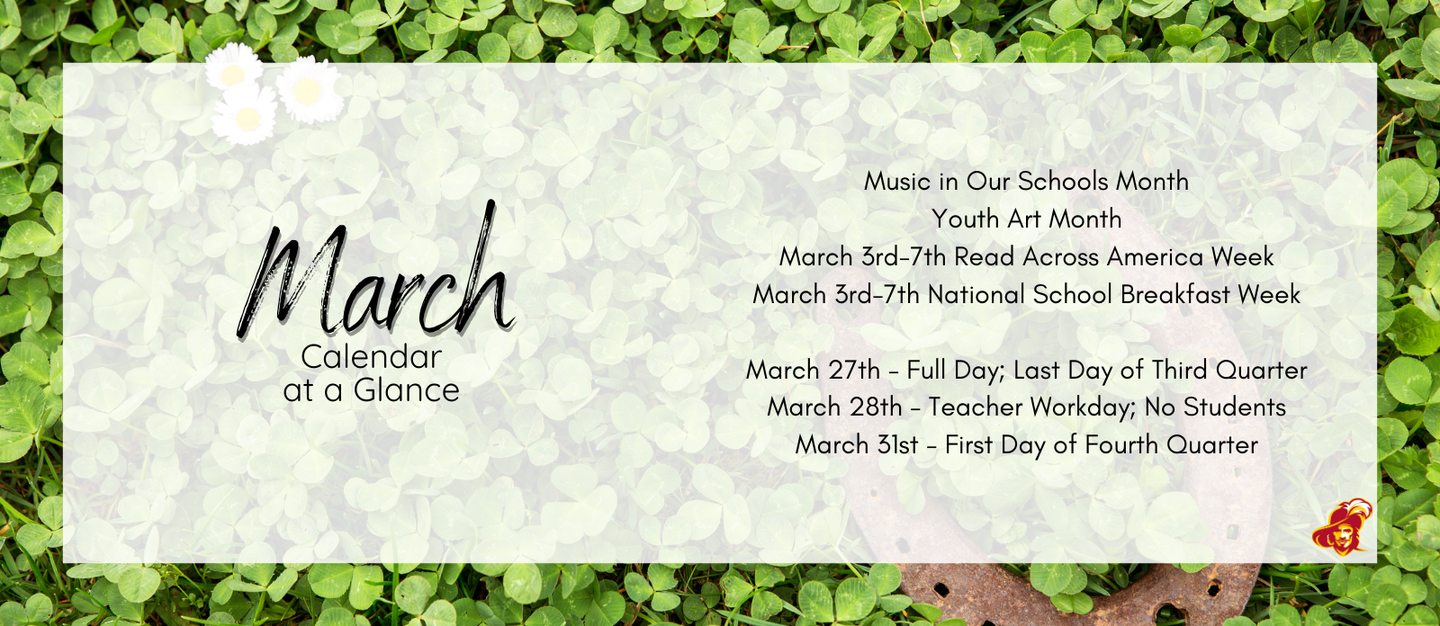 March Calendar dates