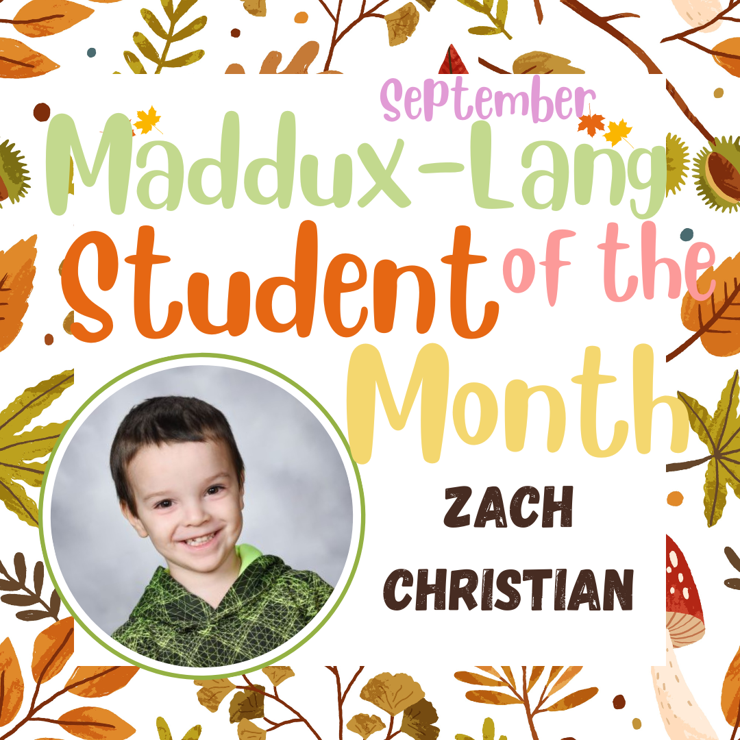 Zach Christian - September Student of the Month