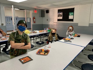 Halloween fun (masks are not worn when students are eating)