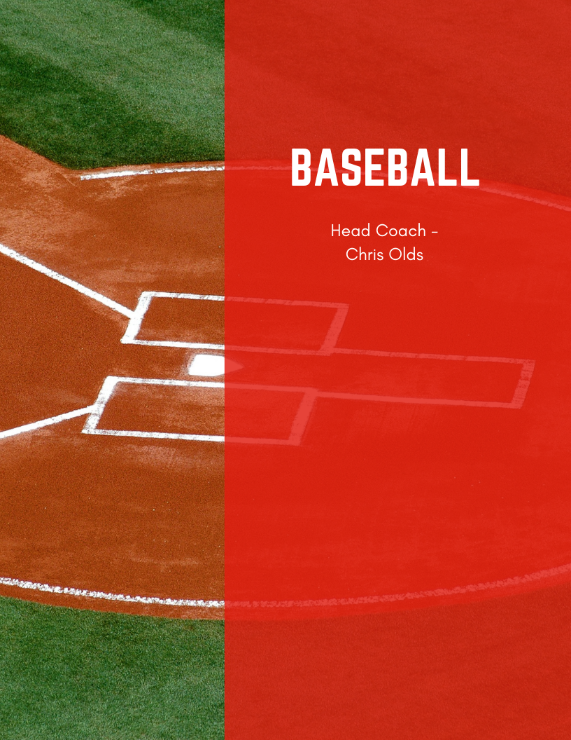 baseball field that says Baseball, Head Coach -Chris Olds