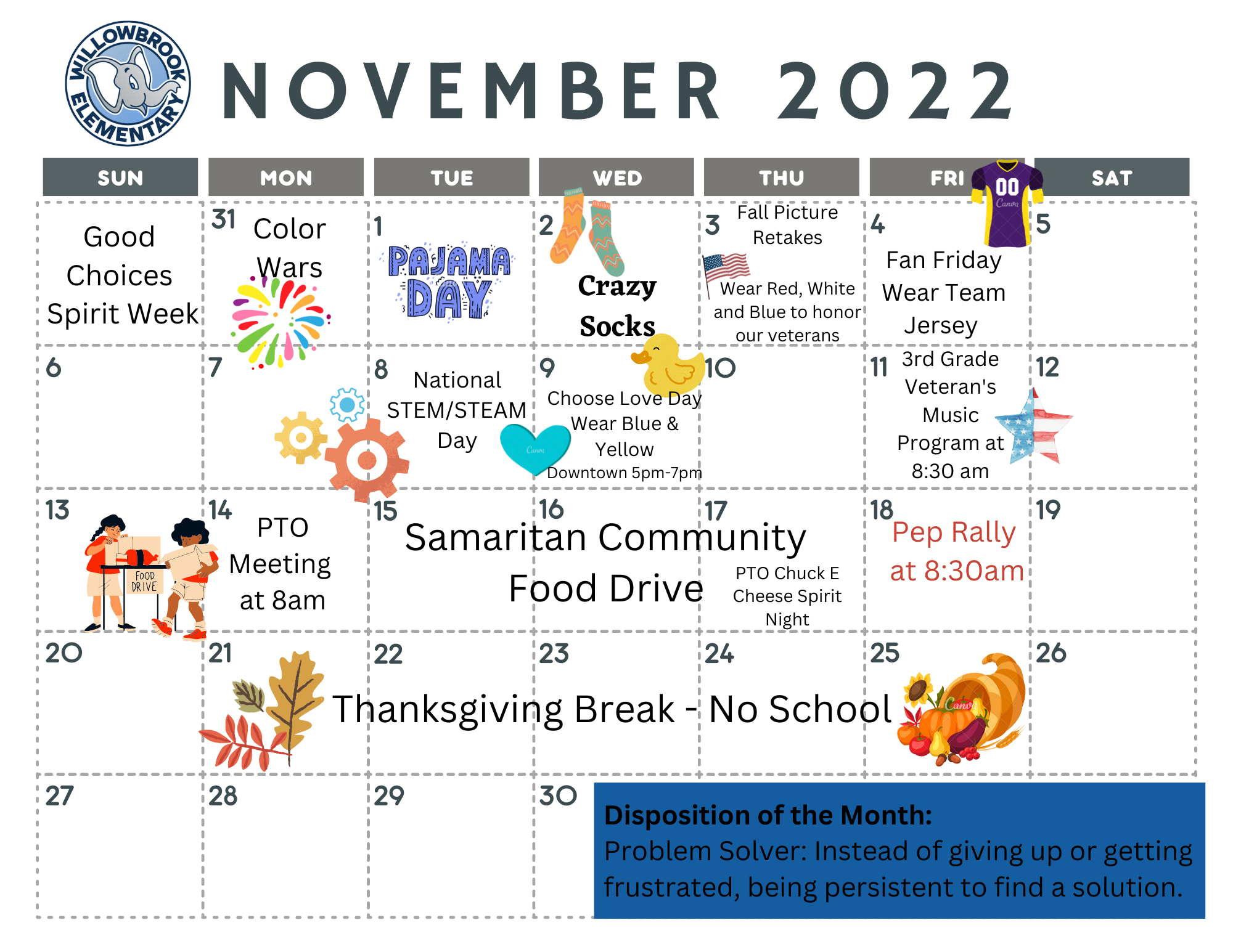 Monthly School Calendars Willowbrook Elementary School