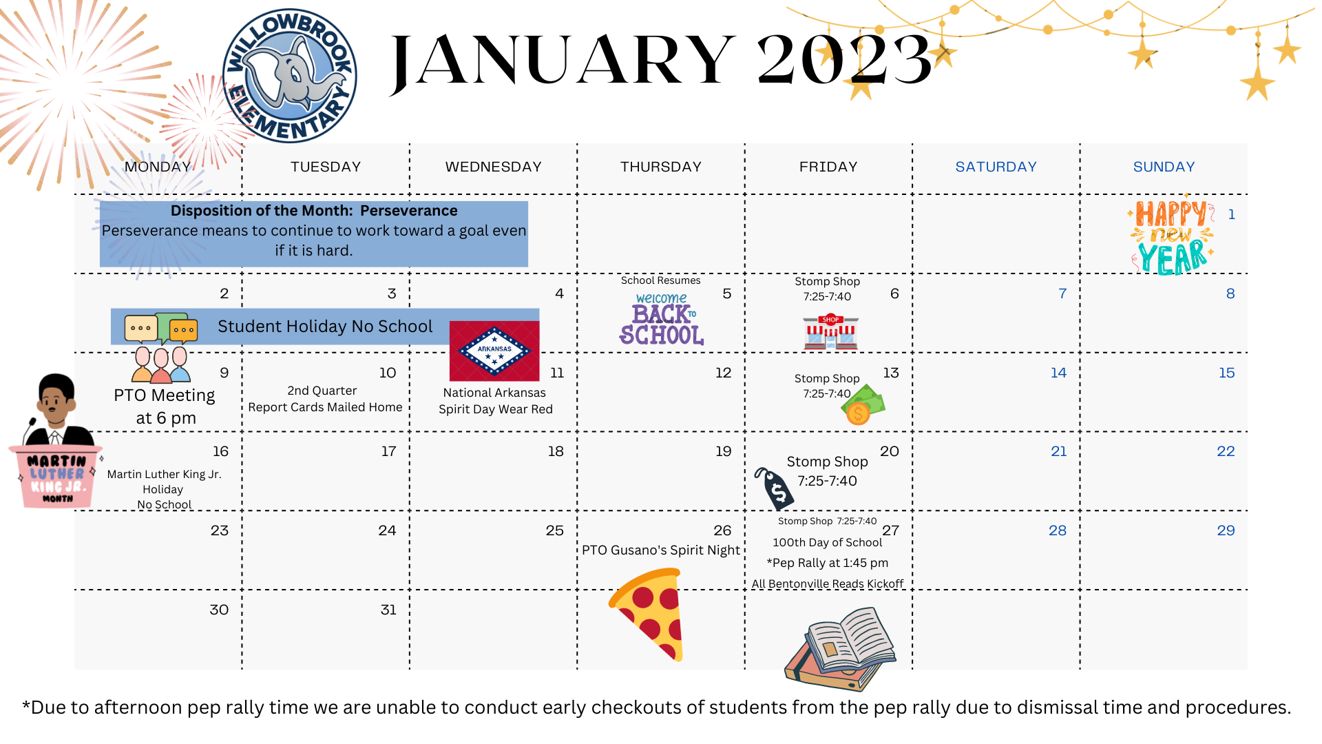 Monthly School Calendars Willowbrook Elementary School