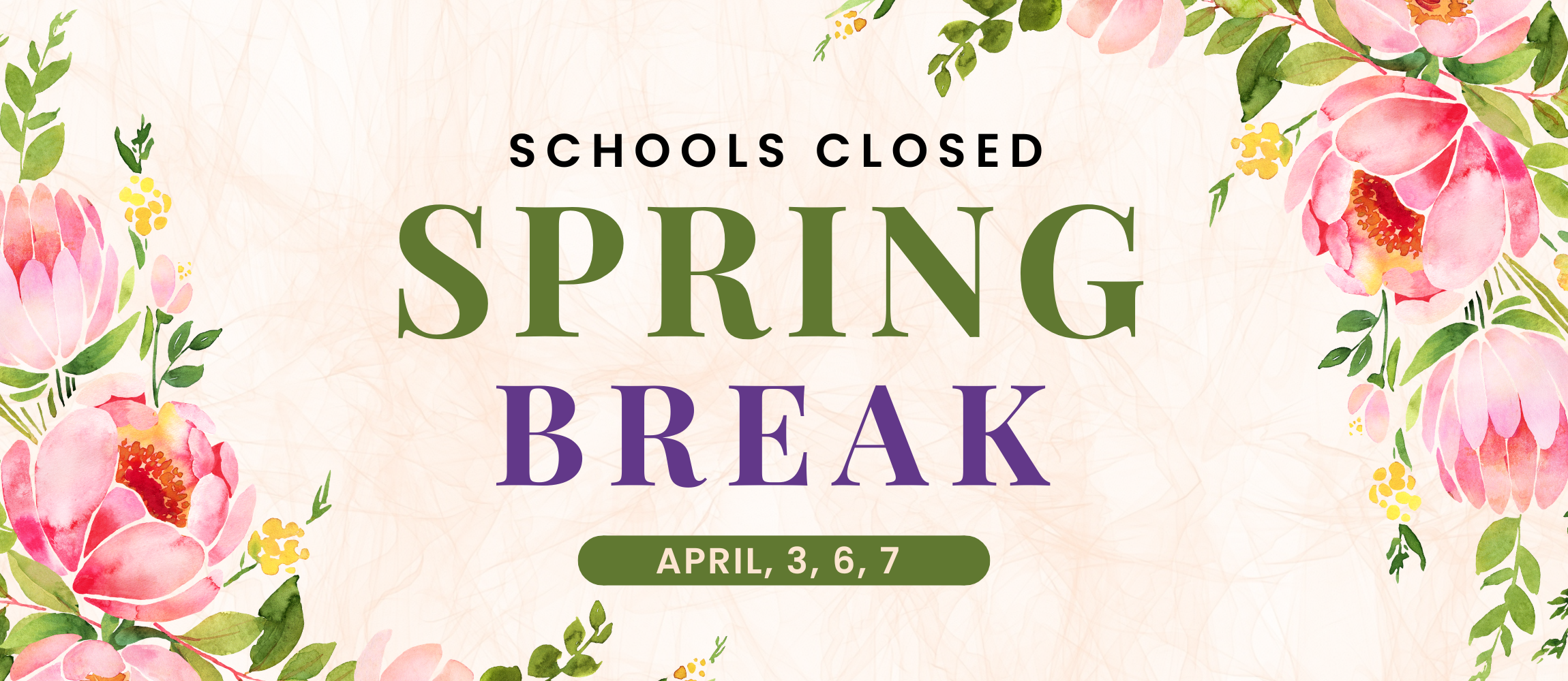 spring break april 3, 6, 7 schools closed