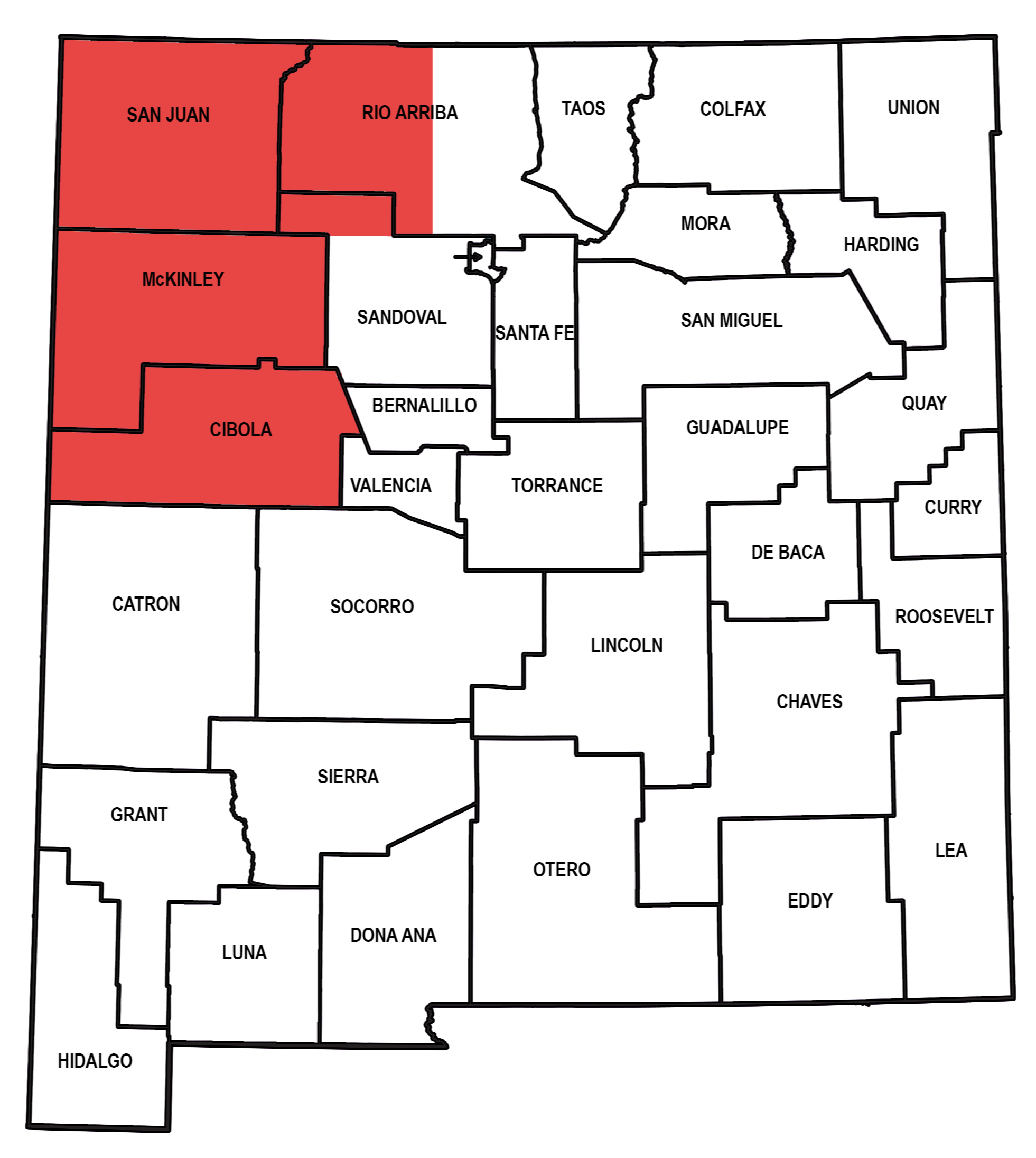 The Early Intervention & Developmental Services Northwest Region map