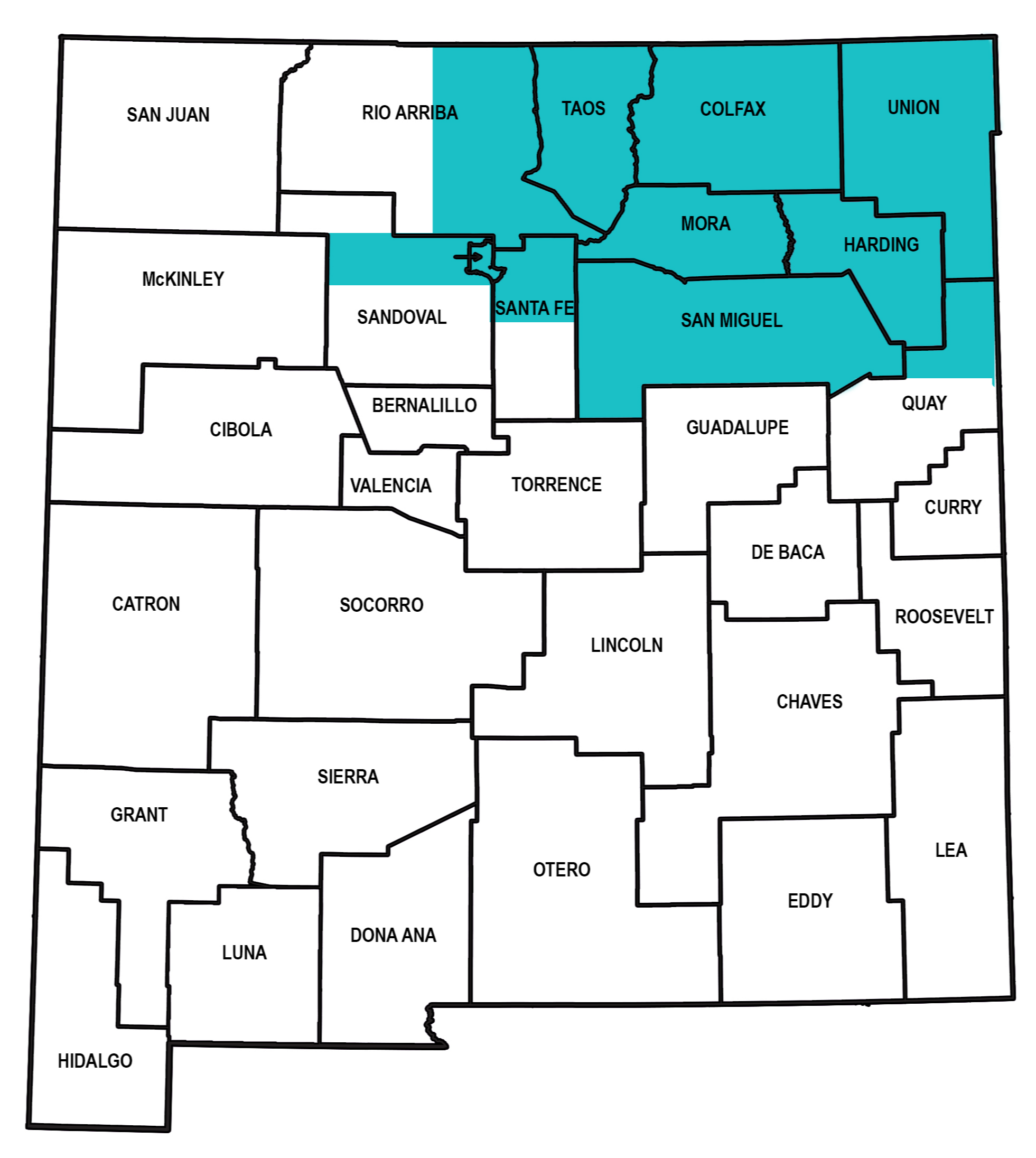 The Early Intervention & Developmental Services North Central/ Northeast Region map 