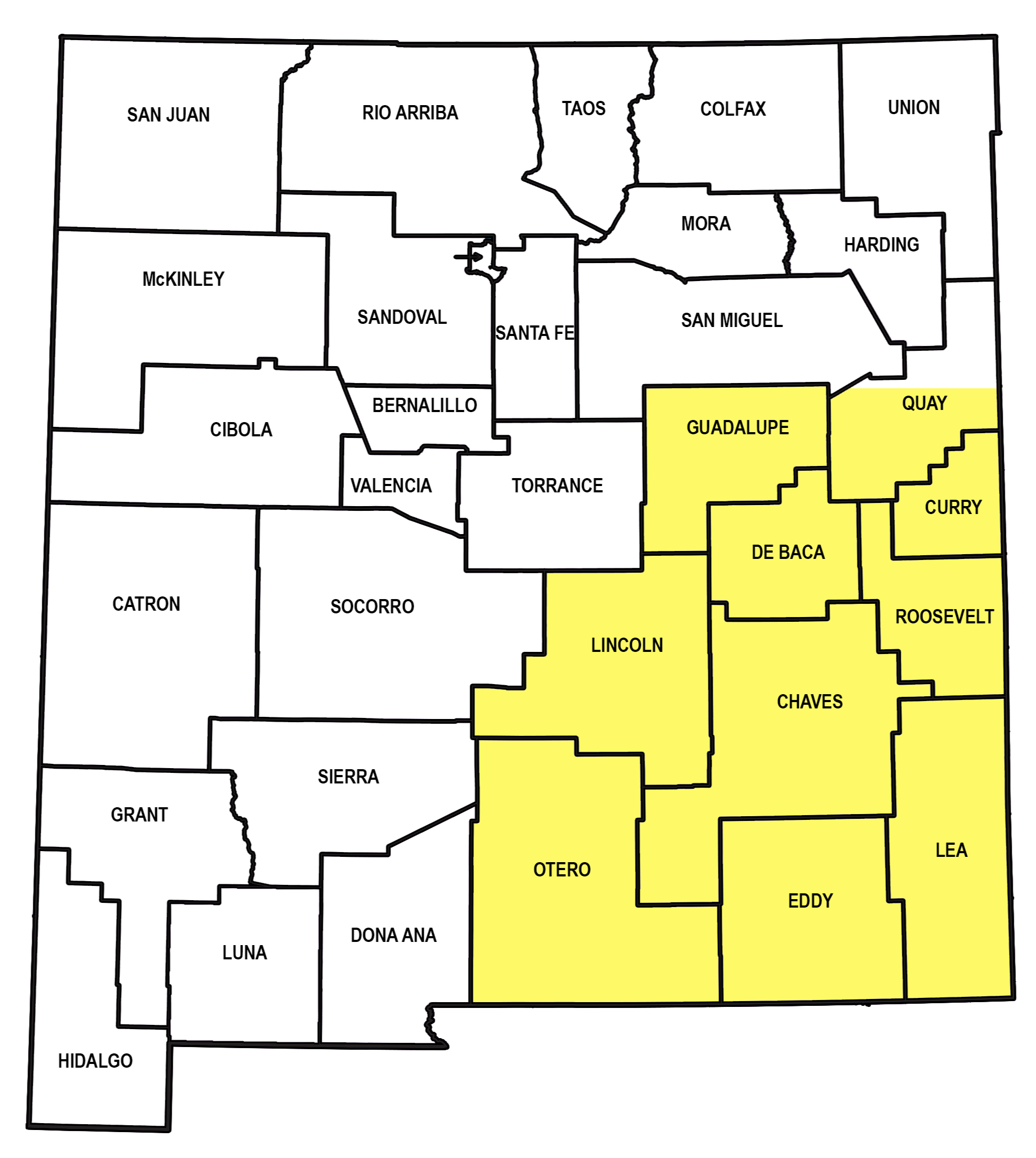 The Early Intervention & Developmental Services South Central/Southeast Region map 