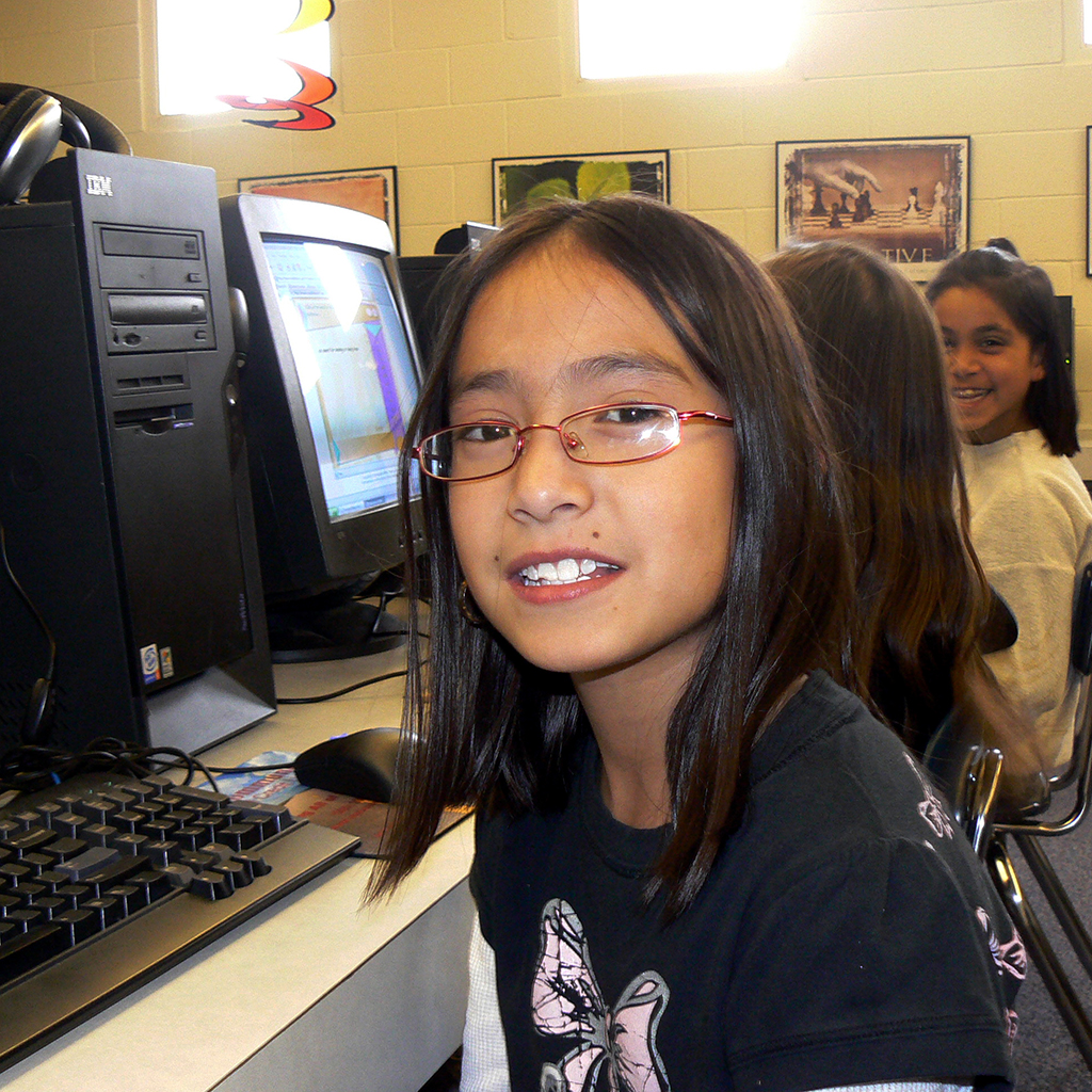 Student at computer