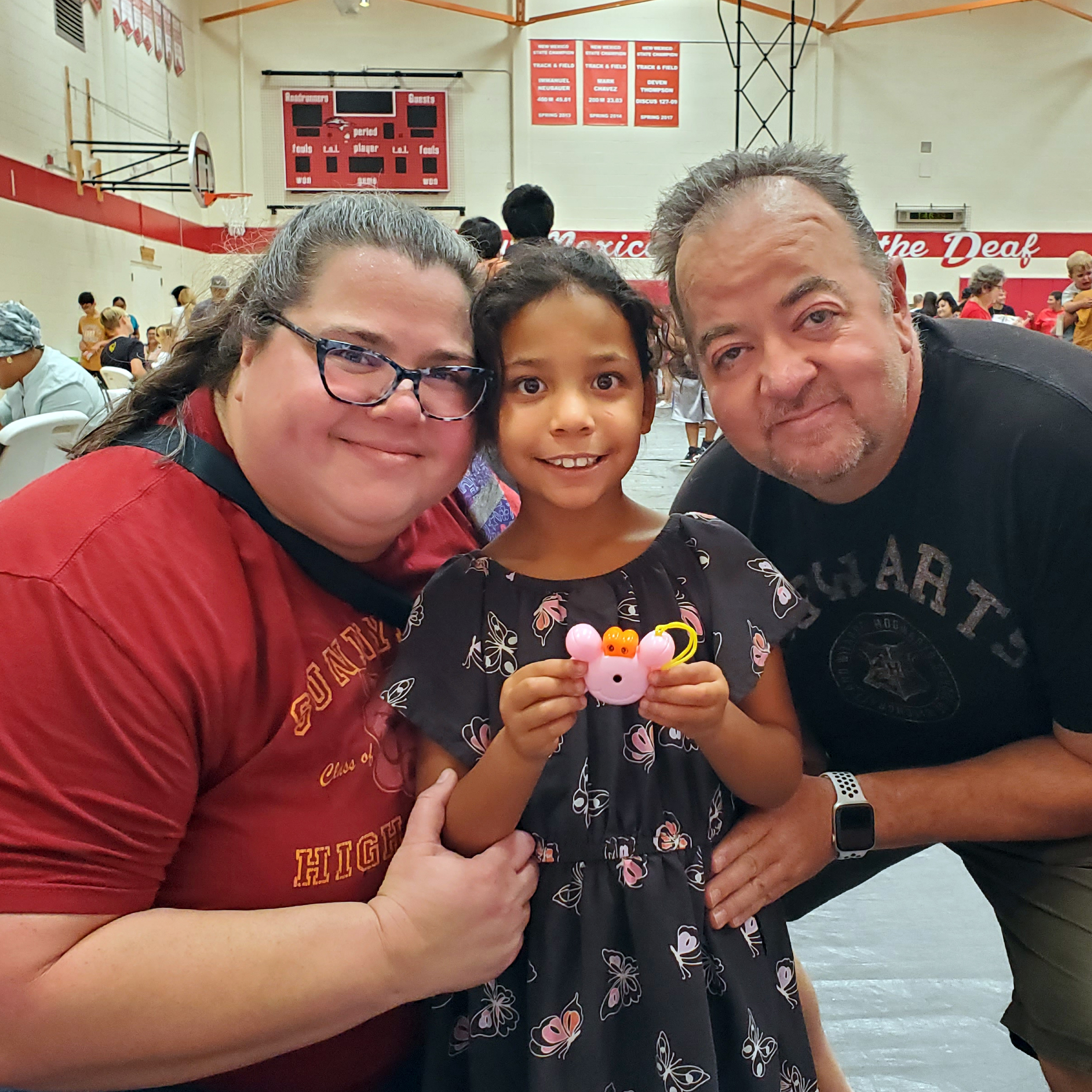 Parents at registration with elementary student