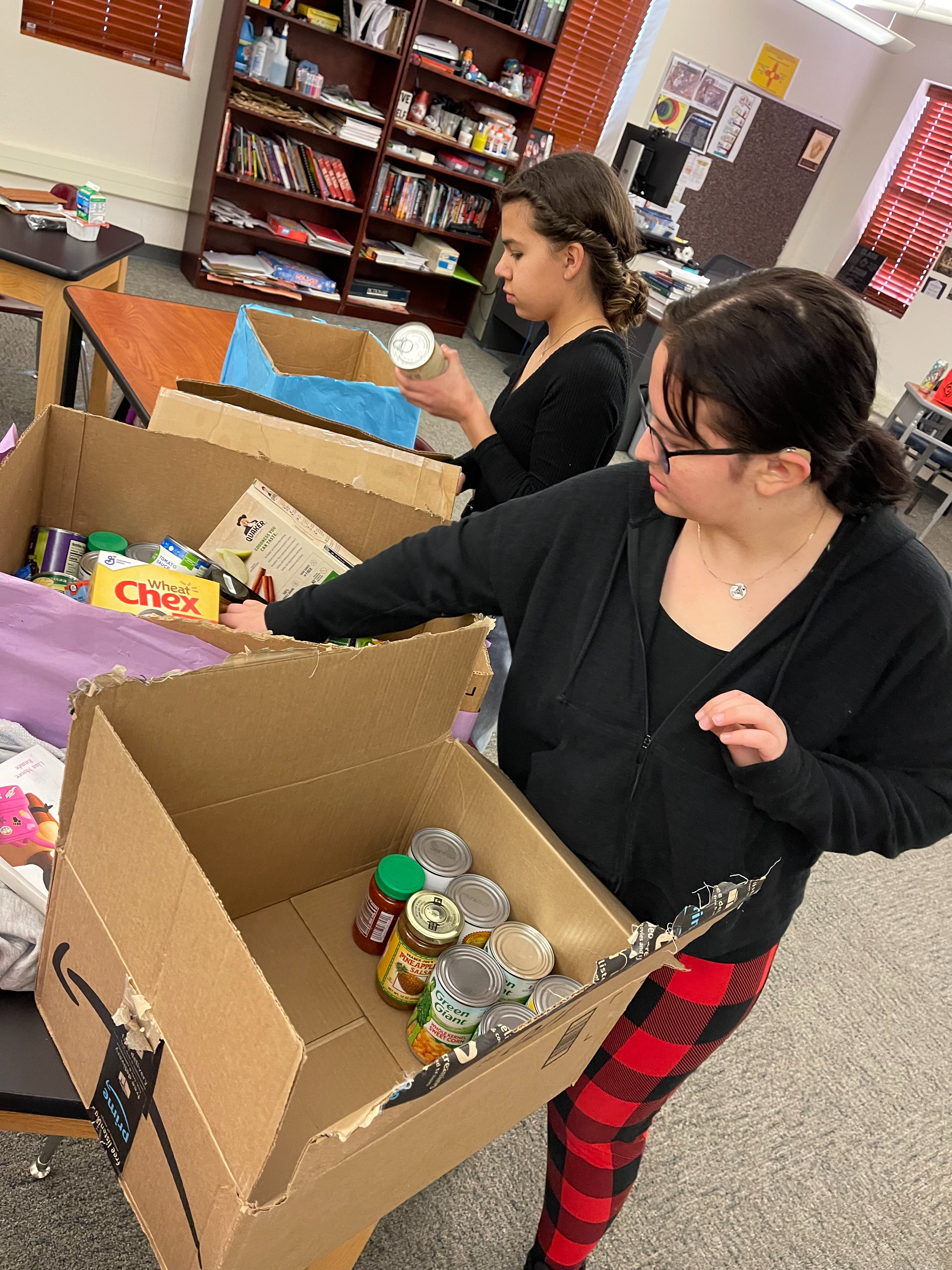 Students with groceries