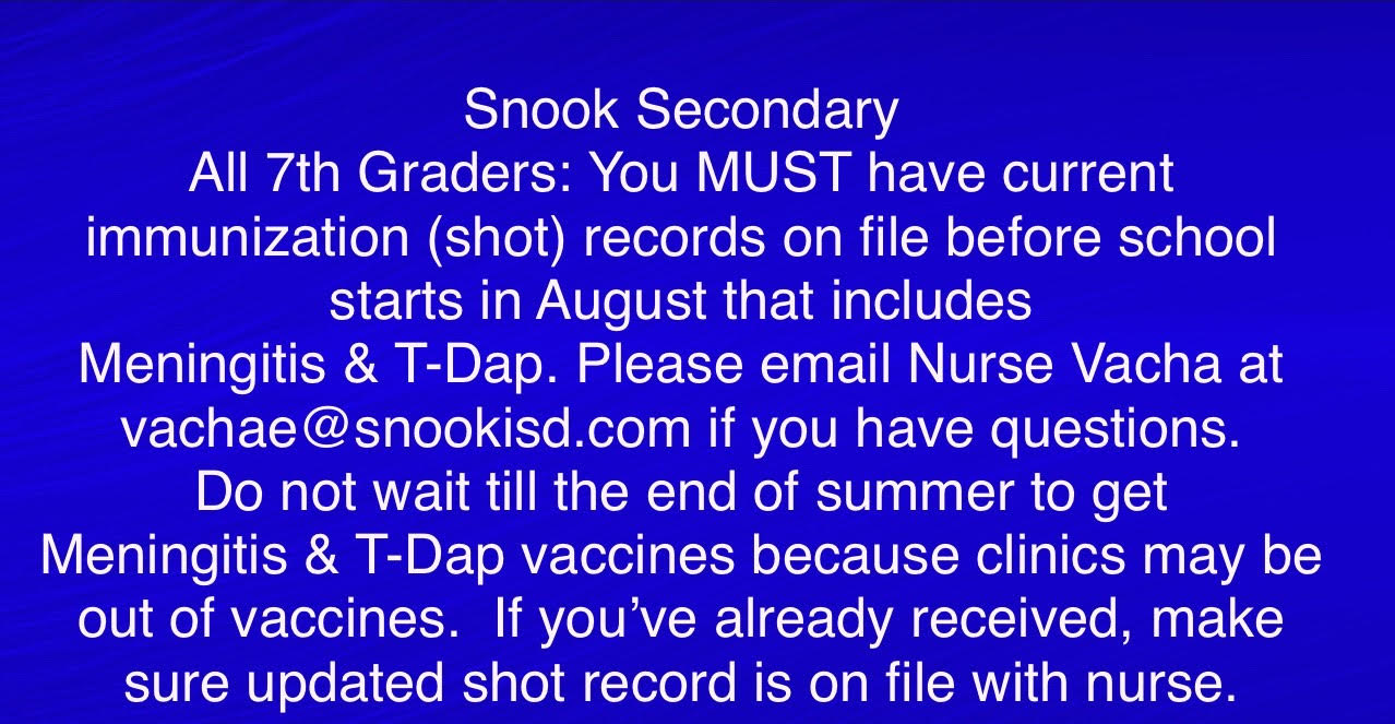 7th grade immunization information