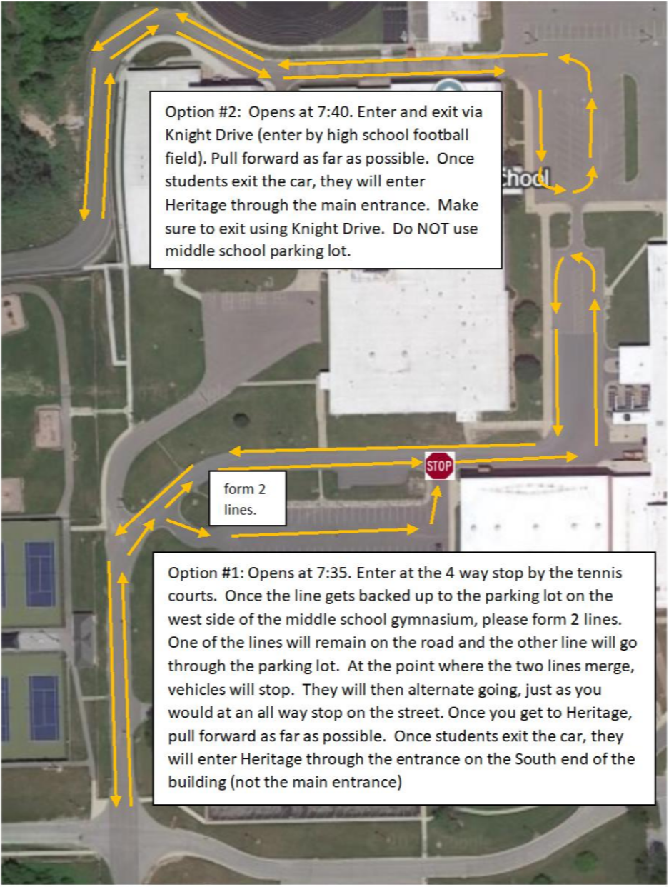 Heritage AM Drop Off Options map (updated 01/09/2024)