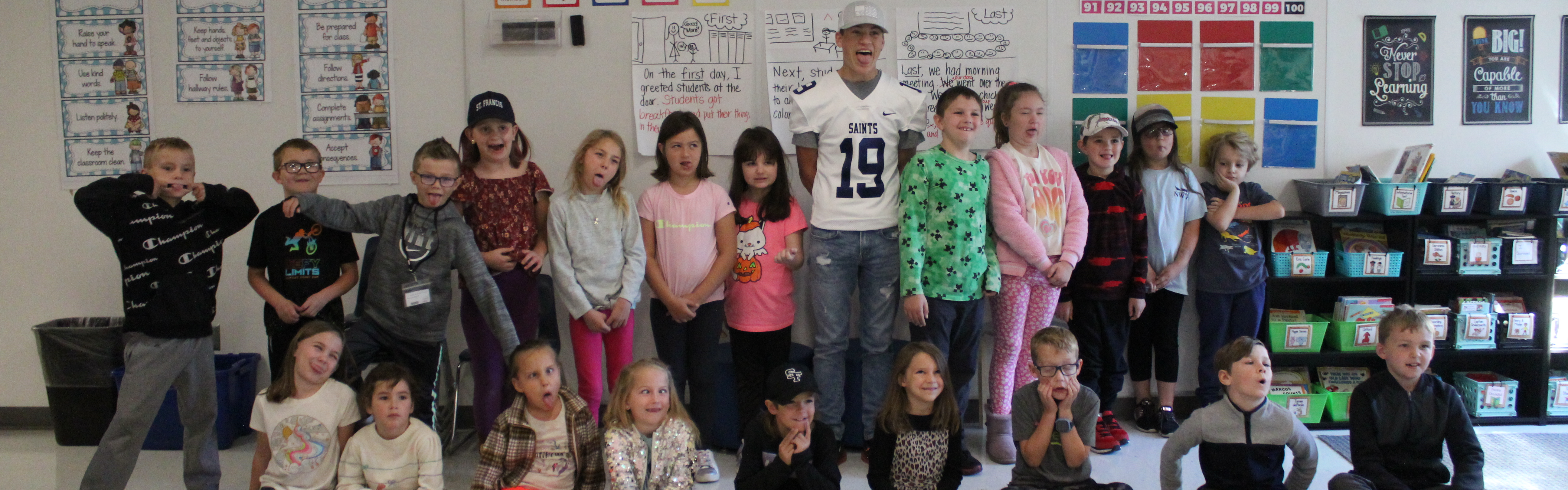 Image: a class with a SFHS Football player