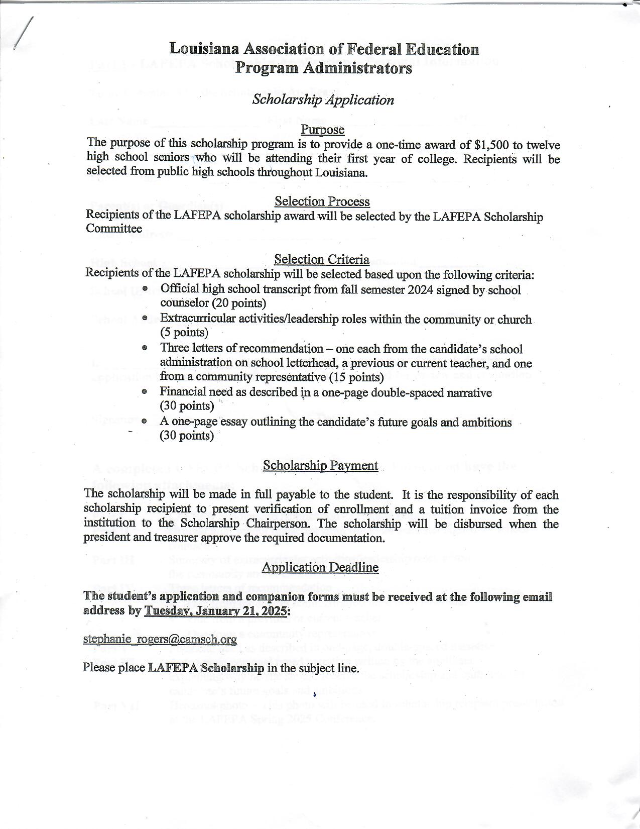 LAFEPA Scholarship