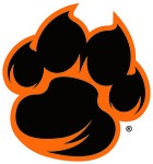 Black with orange outline Tiger paw print logo