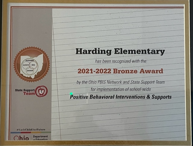 Harding Elementary Bronze Award