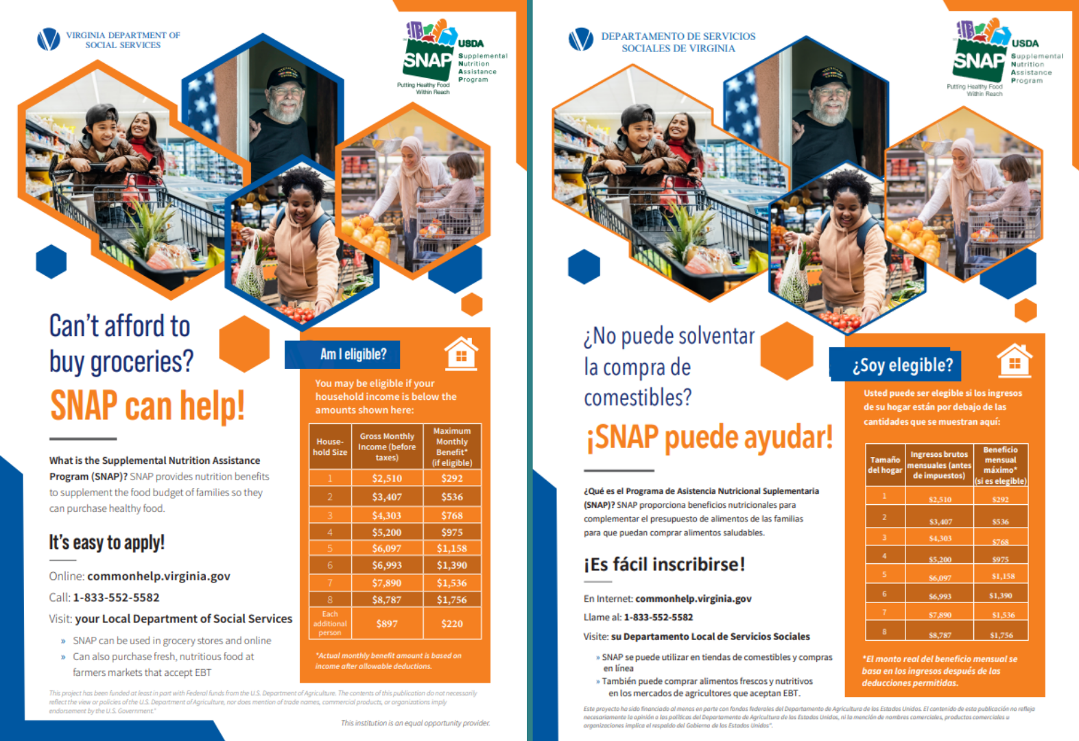 SNAP outreach flyer with English/Spanish combined