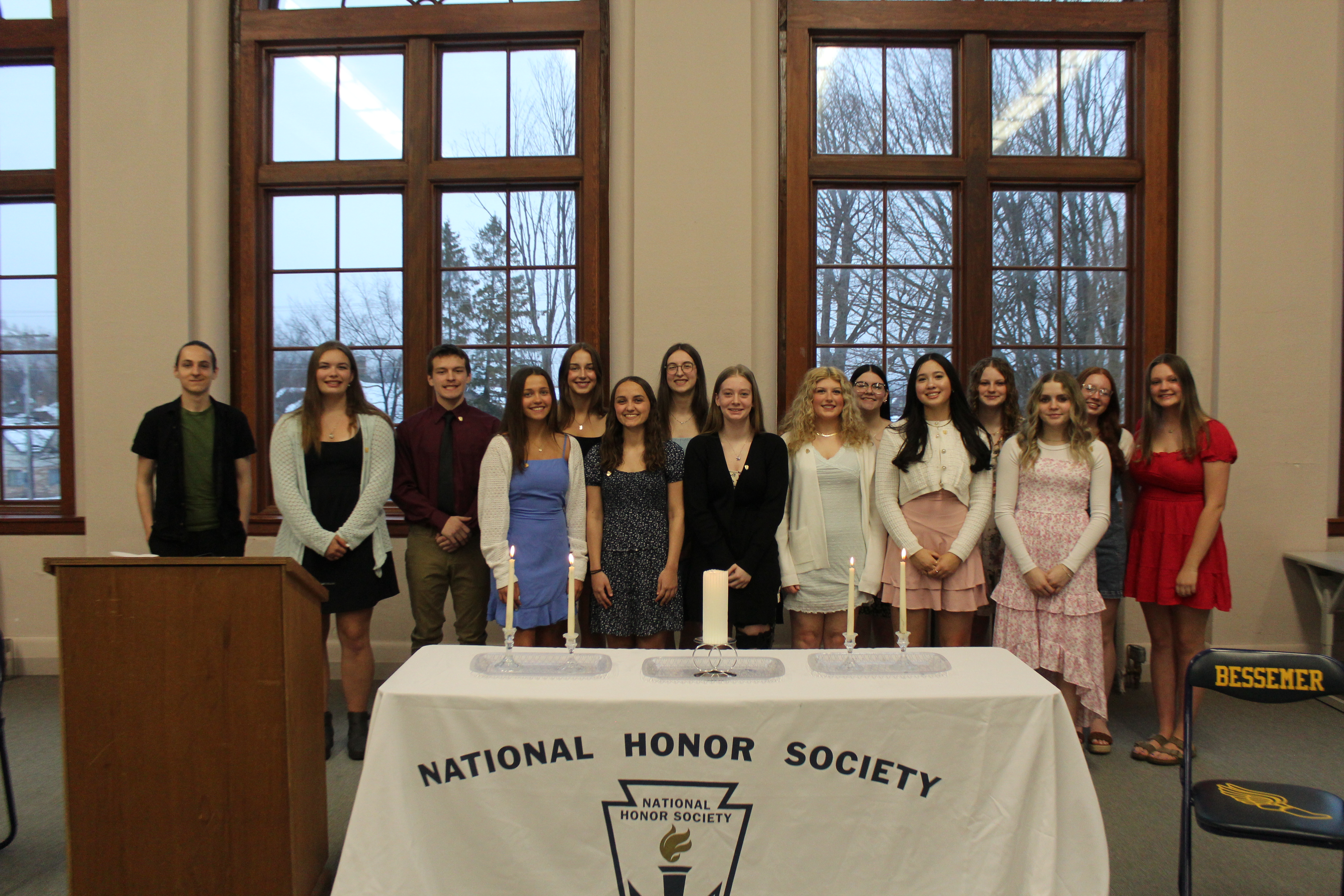 National Honors Society Members pose for a photo 