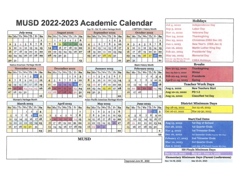 MUSD Calendar Middletown High School