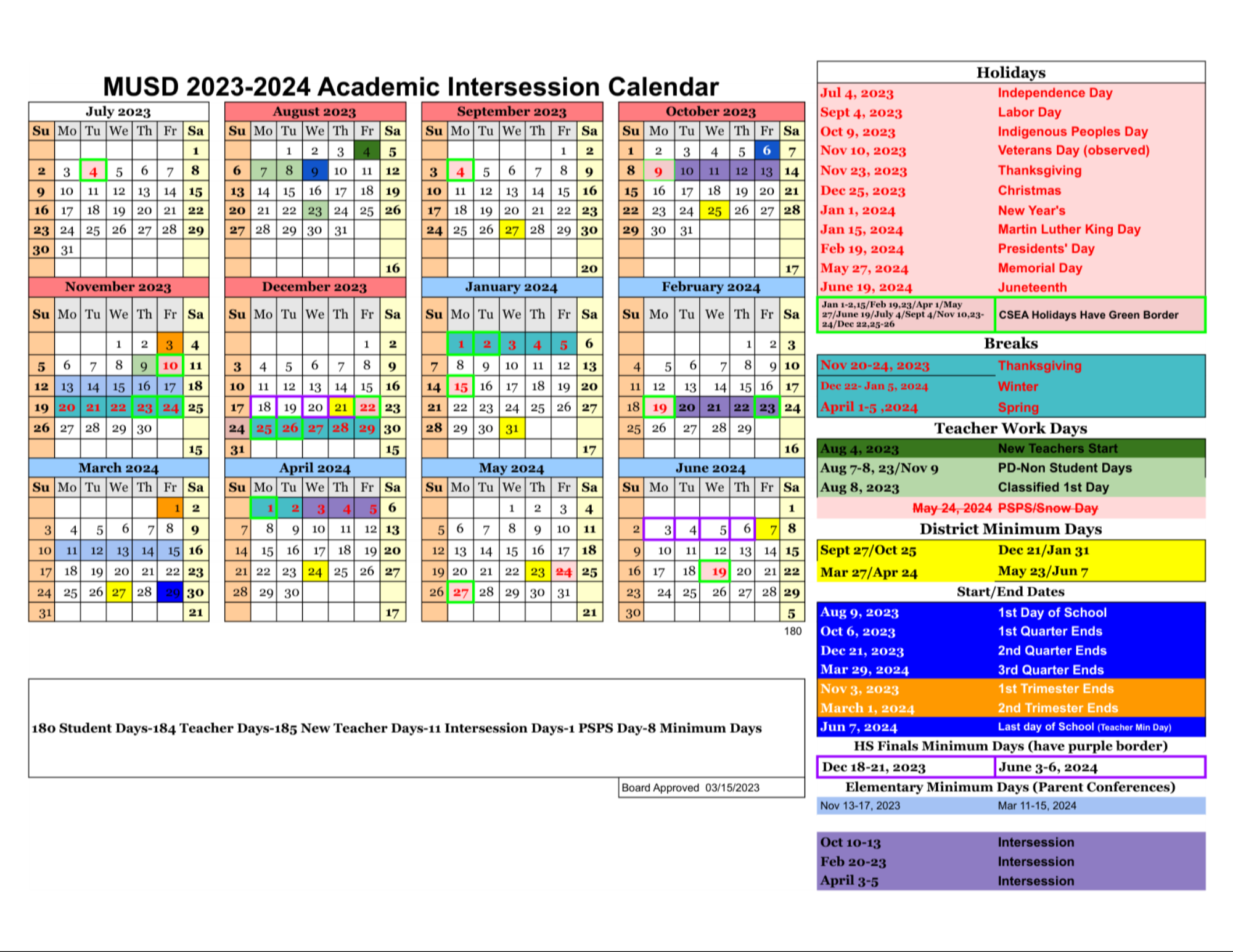 MUSD 2022-2023 Academic Calendar
