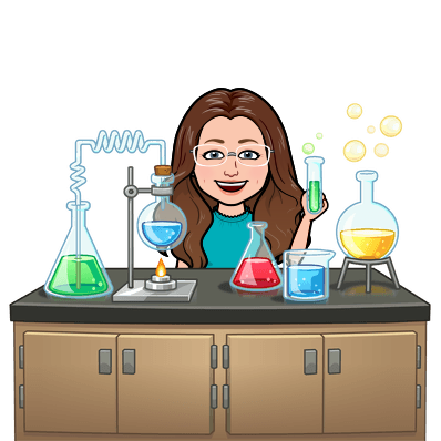 animated teacher working at chemistry bench
