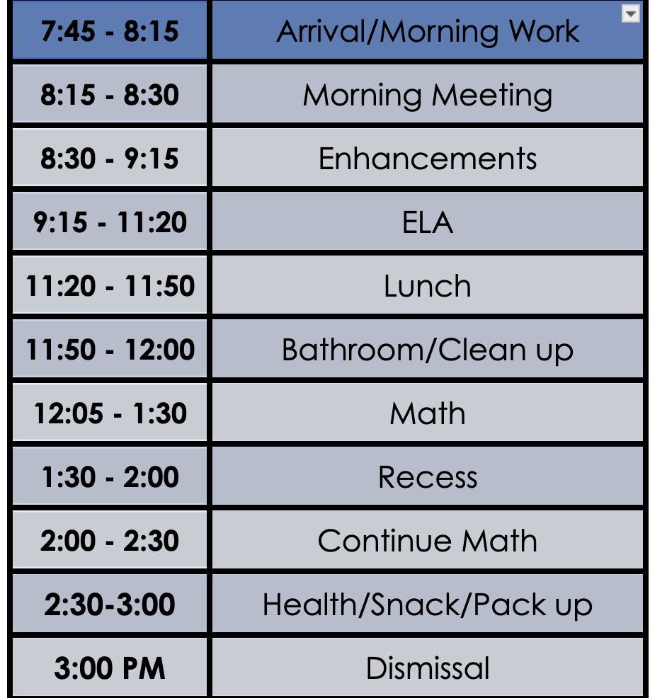 Mrs. Persons' Schedule