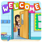 bitmoji peeking from behind door