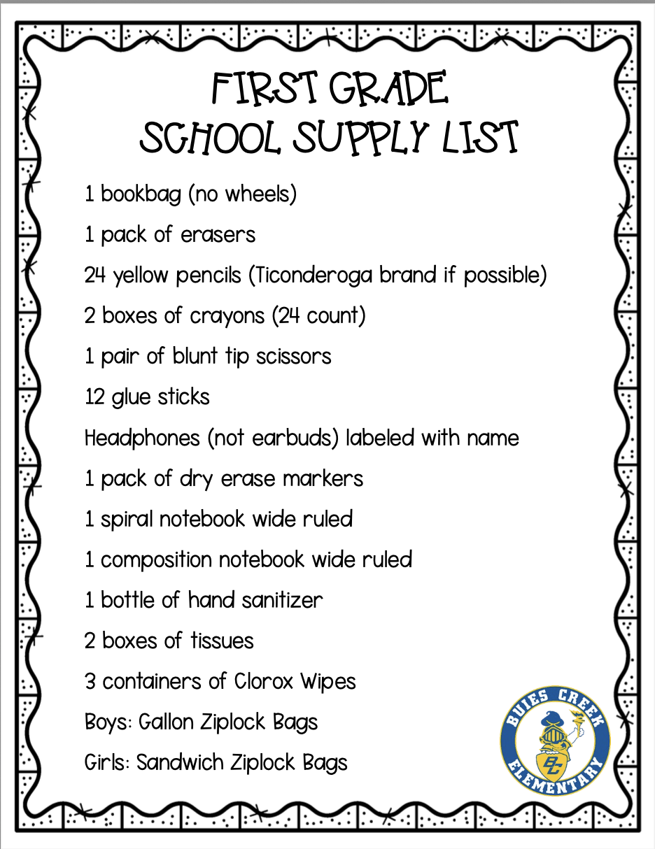 2024-2025 School Supply List