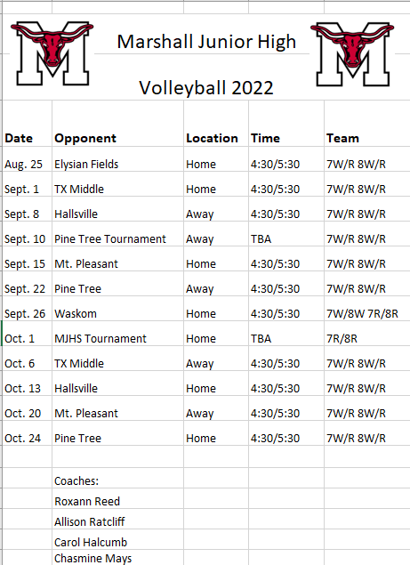 Junior High Schedule