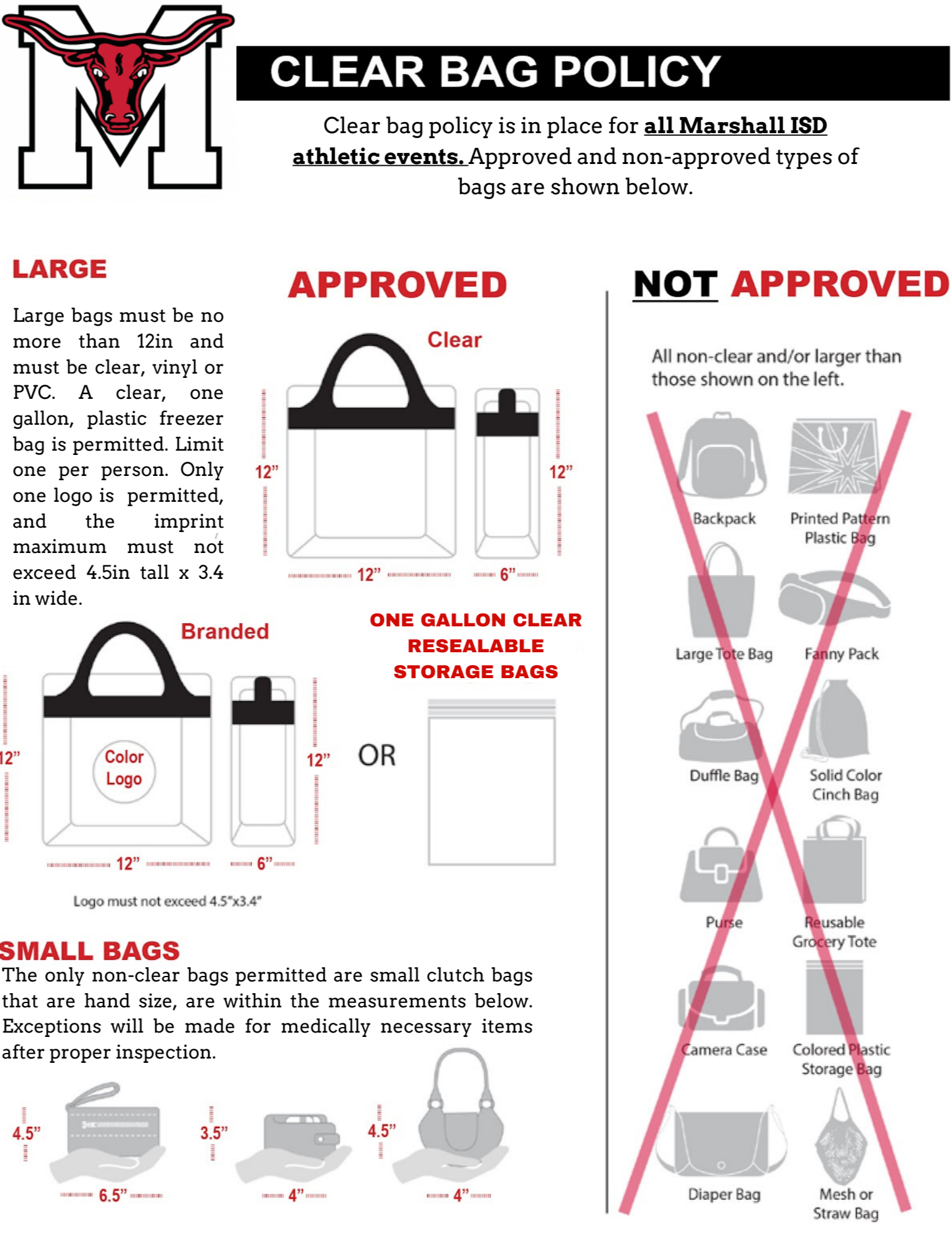 Our Athletics has implemented a BAG POLICY for all home athletic events.  Please refer to the attached graphic for specific details on…