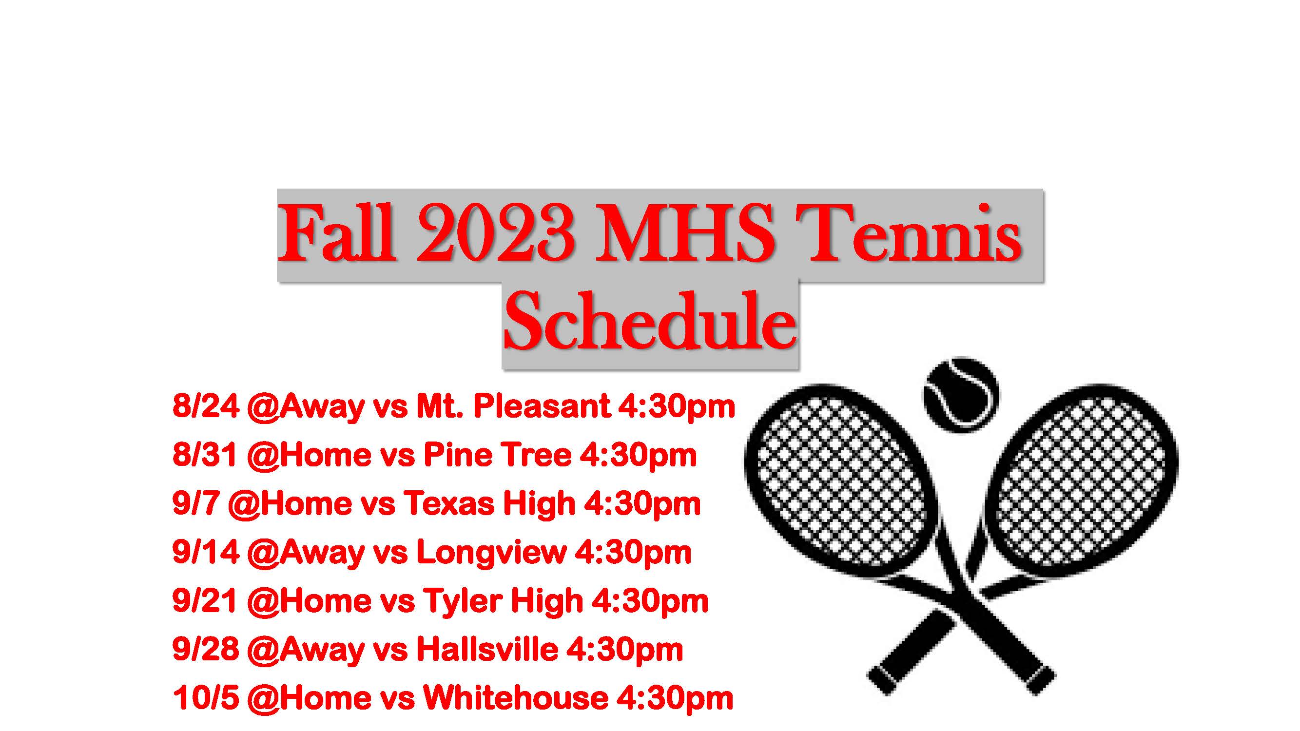 MHS FALL tennis schedule