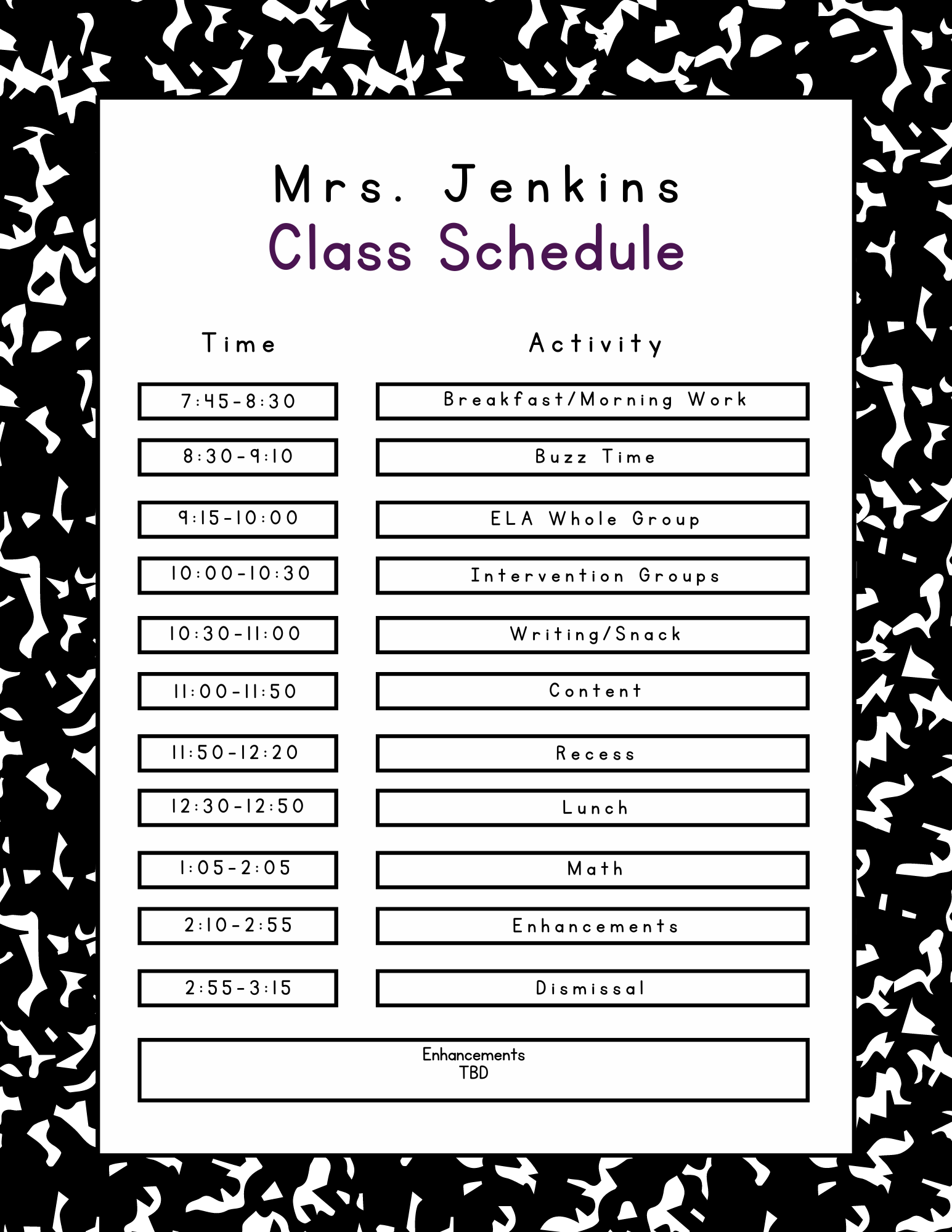 schedule