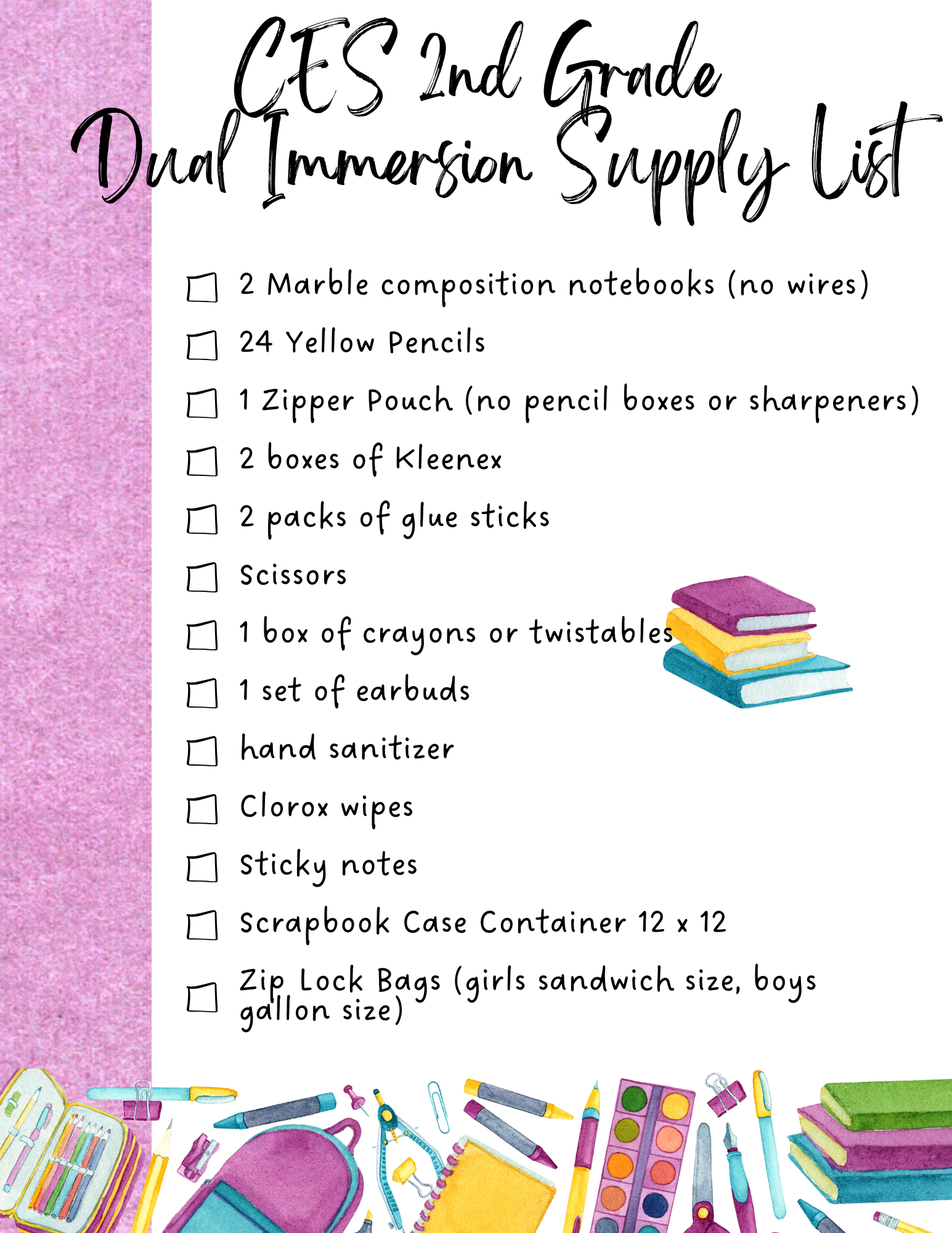 2nd DL supply list