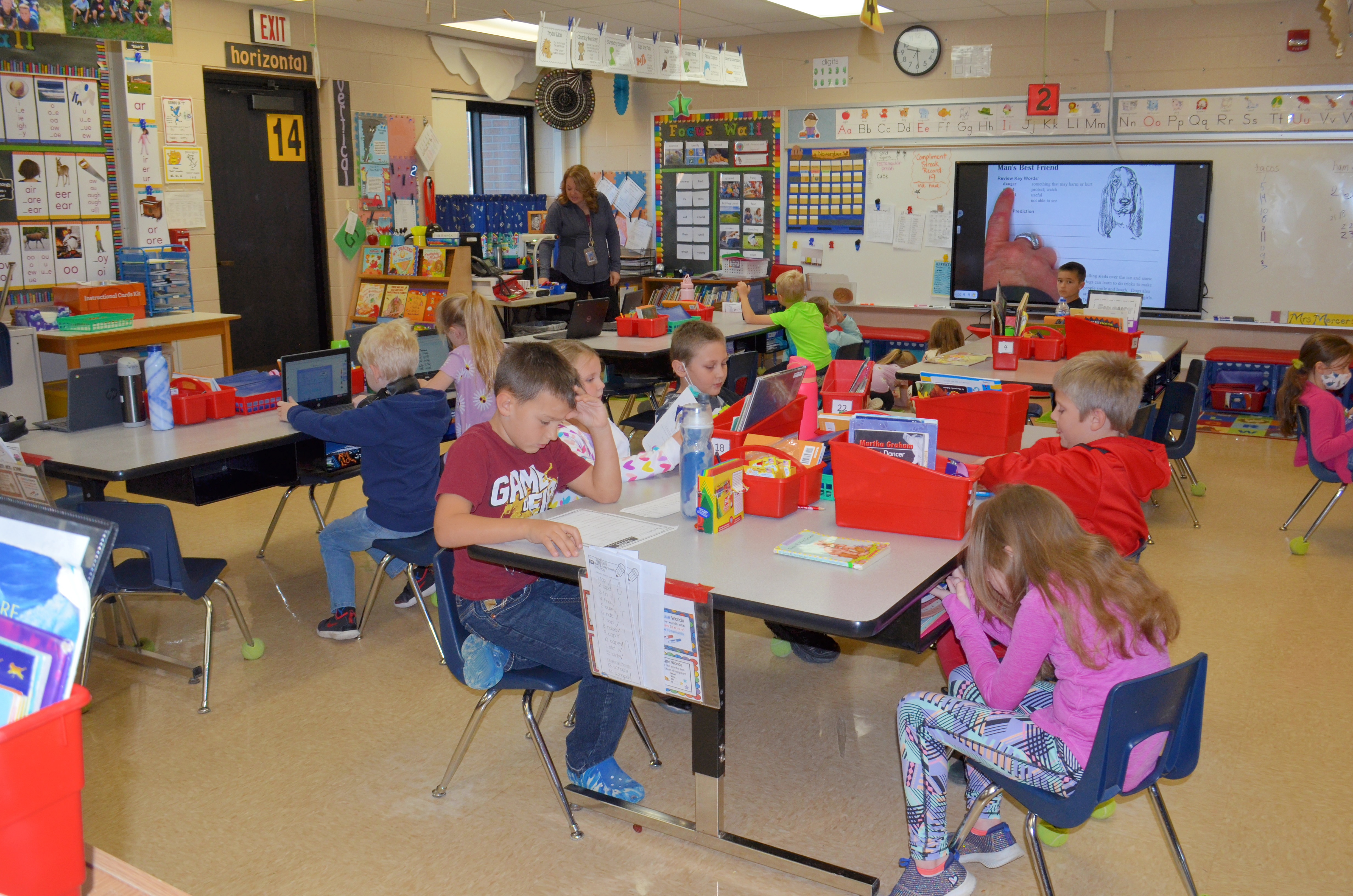 Elementary students learning in class