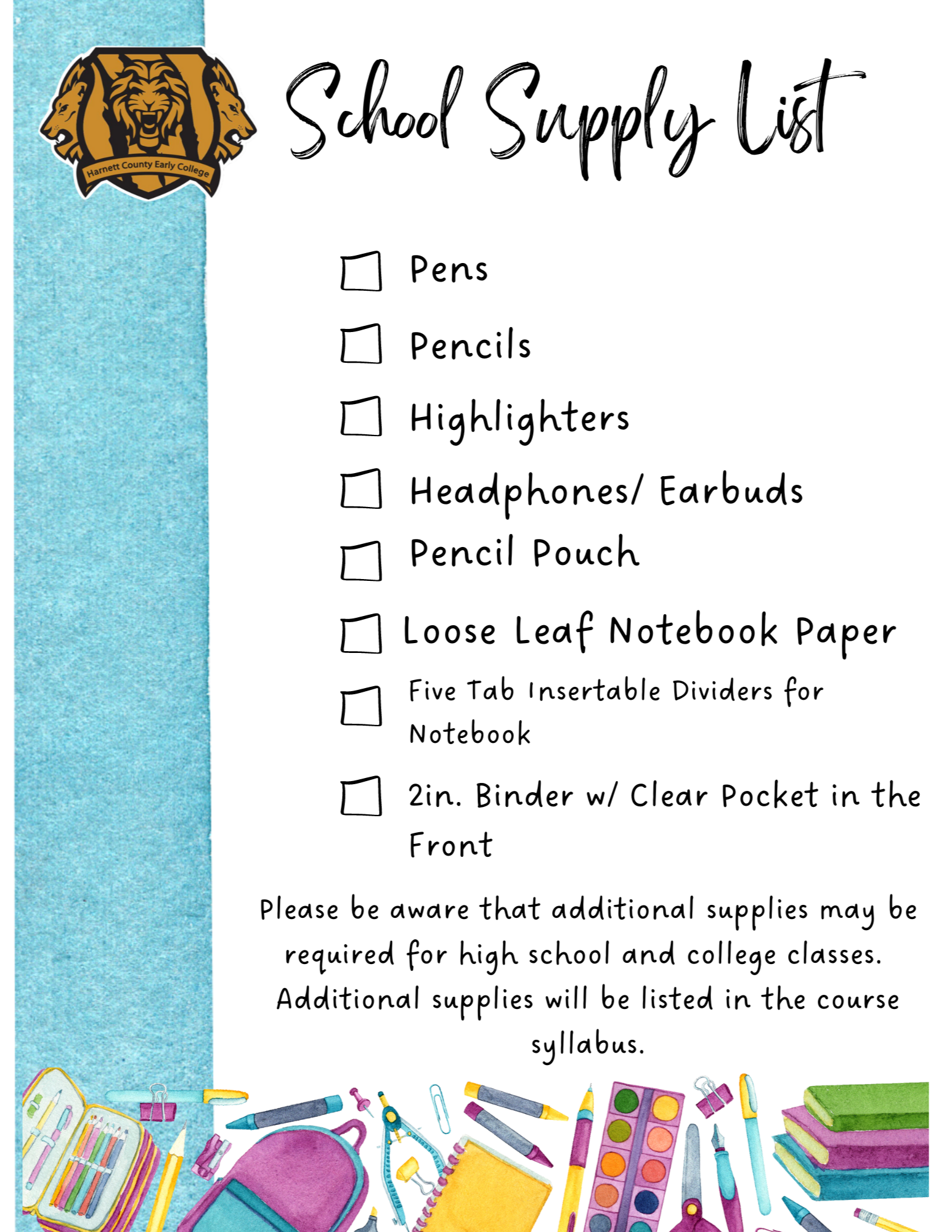 School Supply Lists