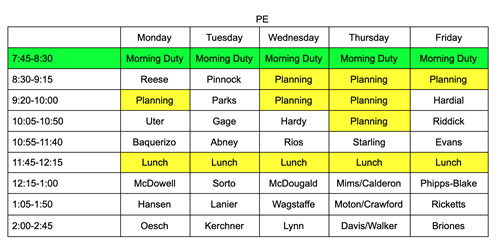 ben schedule