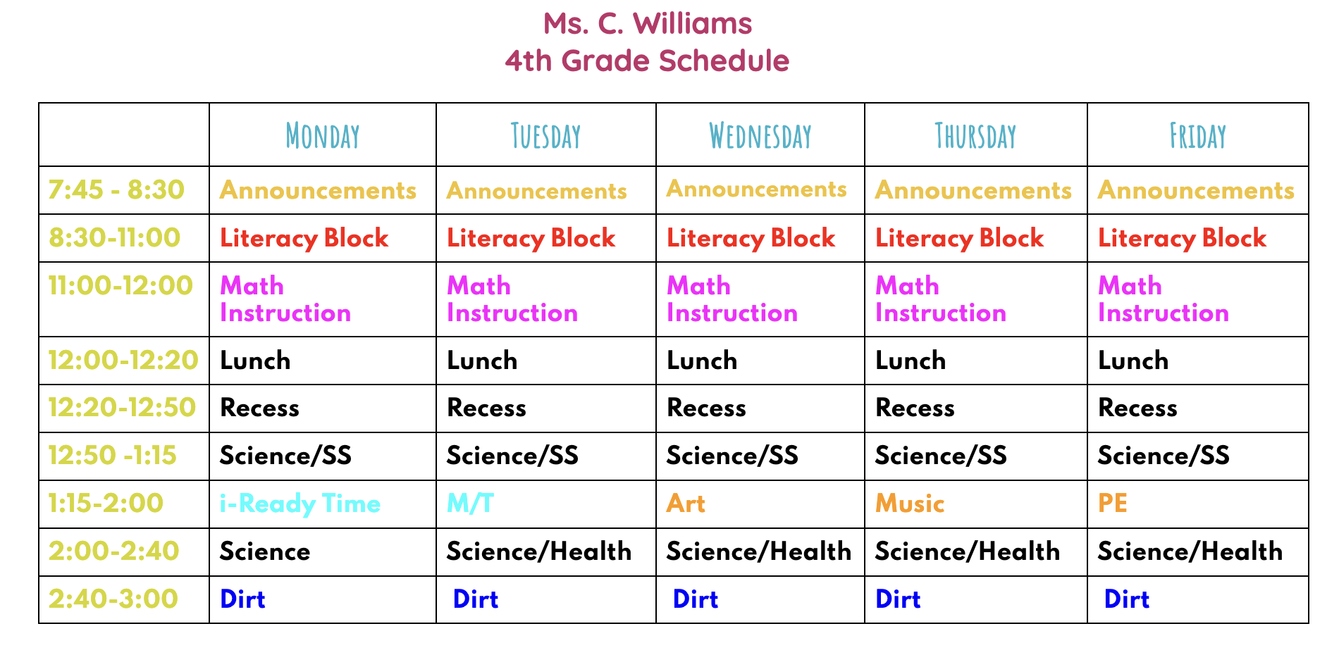 Schedule