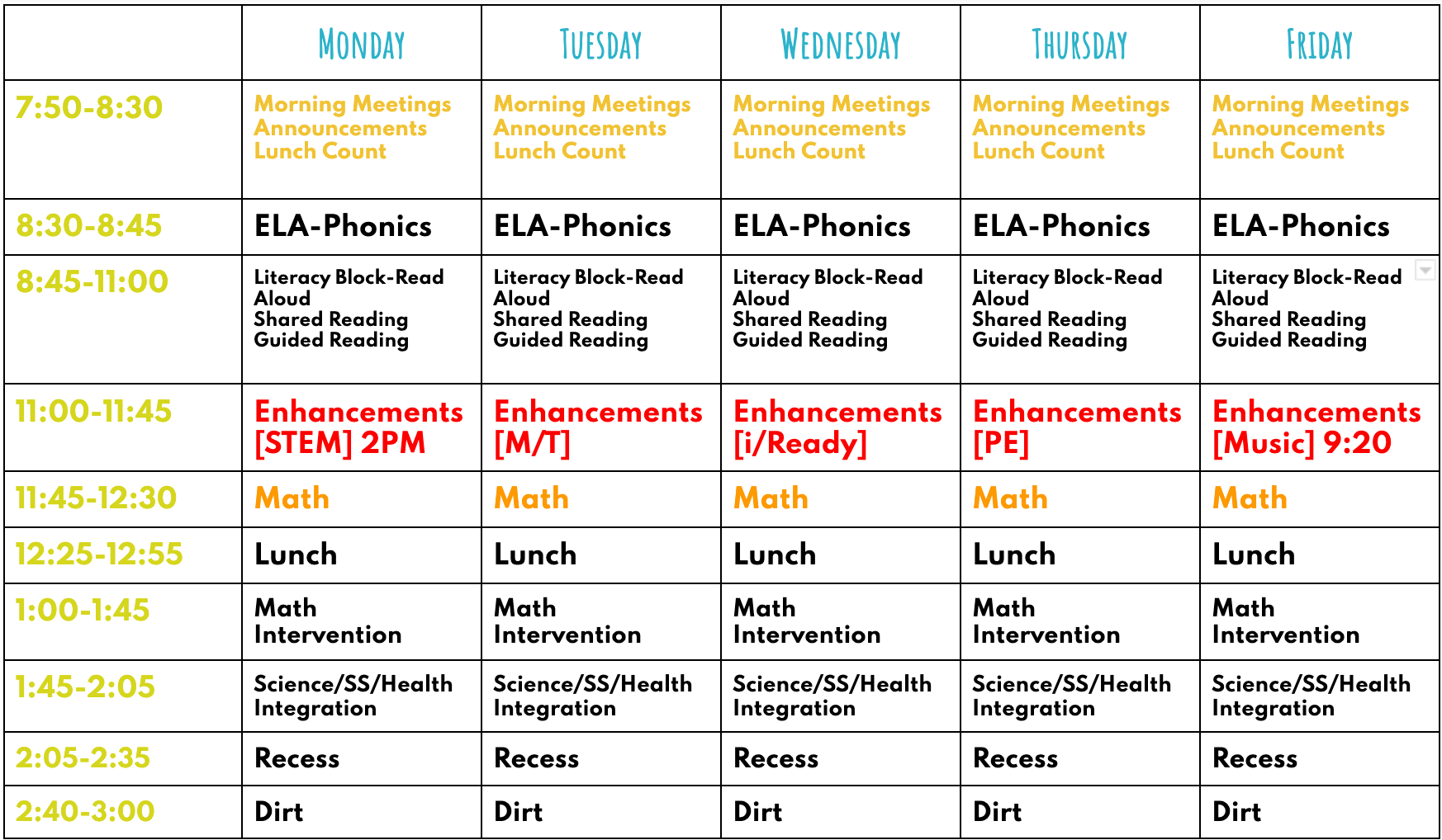 Schedule