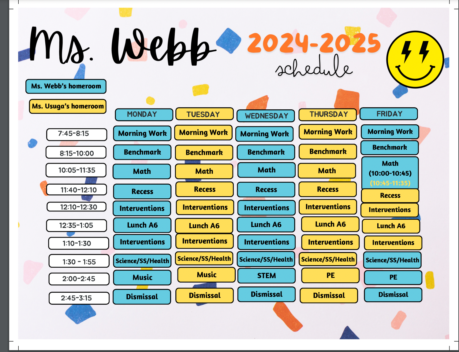 Ms. Webb's schedule
