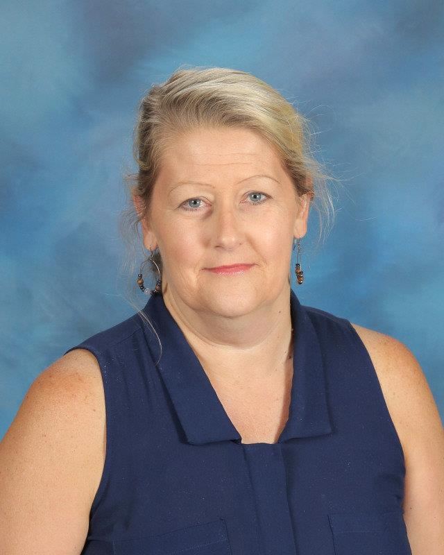Woman wearing navy blue blouse