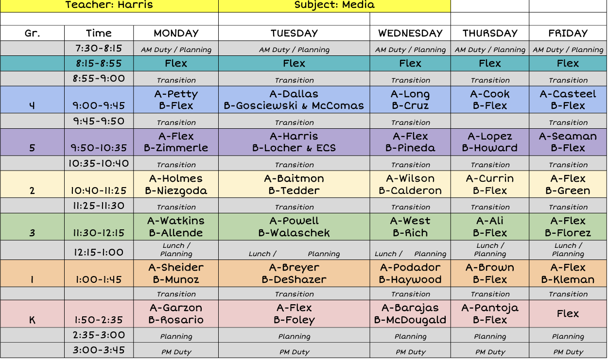 HES Media Schedule 2024-2025