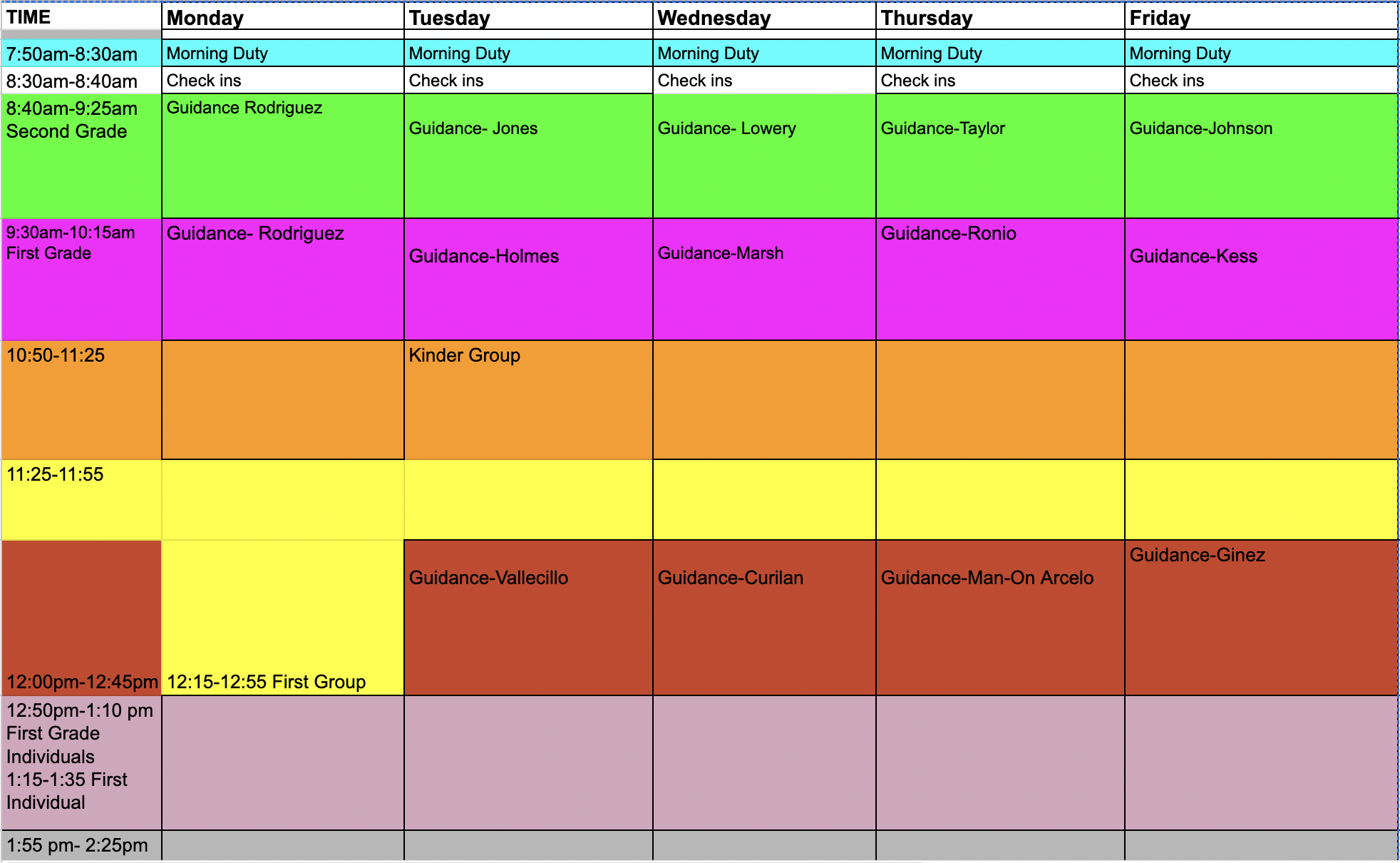 Schedule