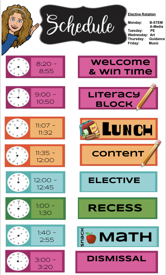Schedule. Text below